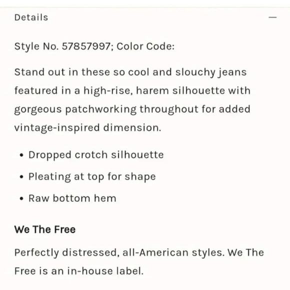 FREE PEOPLE NORTH STAR BANDANA PATCHED HAREM JEANS - Picture 5 of 5
